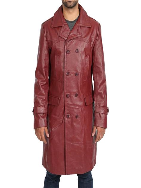 Stylish Red Leather Trench Coat for Men - Stand Out Now!